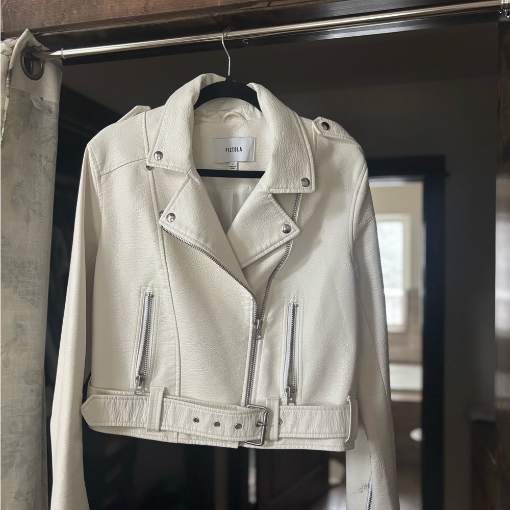Pistola Cream Leather Jacket